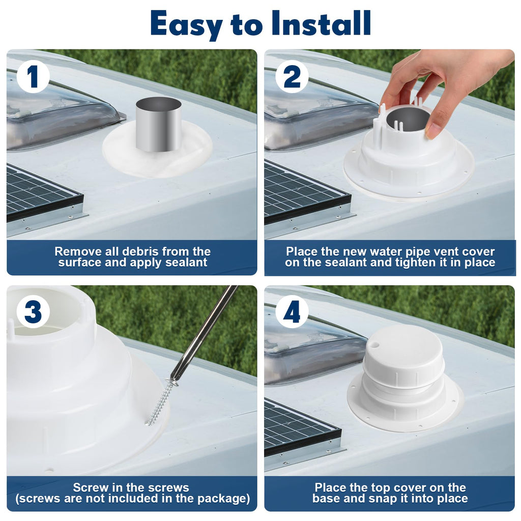 6 Pcs White RV Plumbing Vent Caps K313