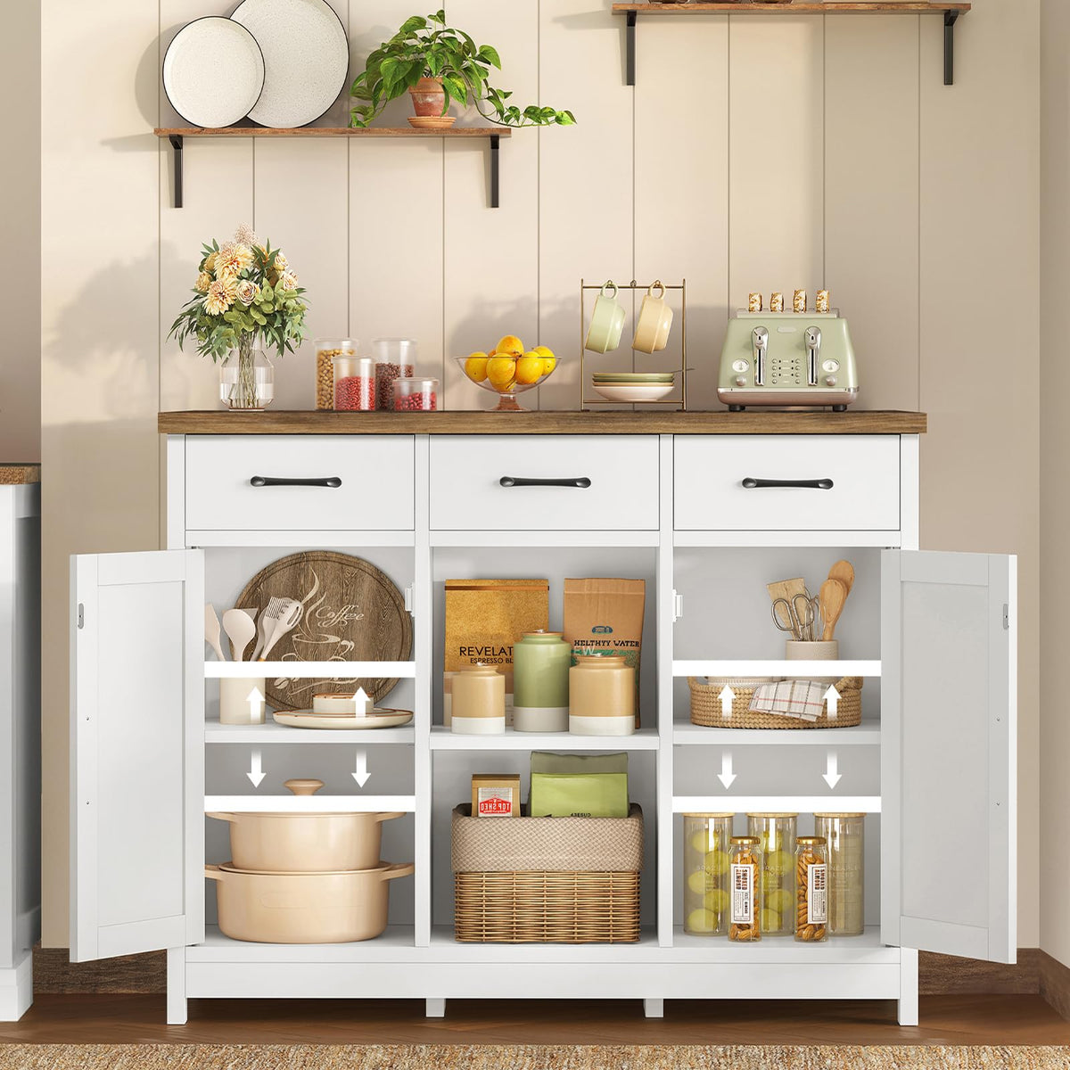 White Storage Cabinet with 3 Drawers and 2 Doors S72496