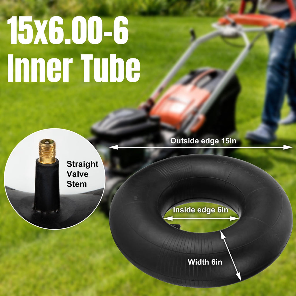 15x6.00-6 Inner Tubes with TR-13 Straight Valve Stem, 2 Pack Y696880