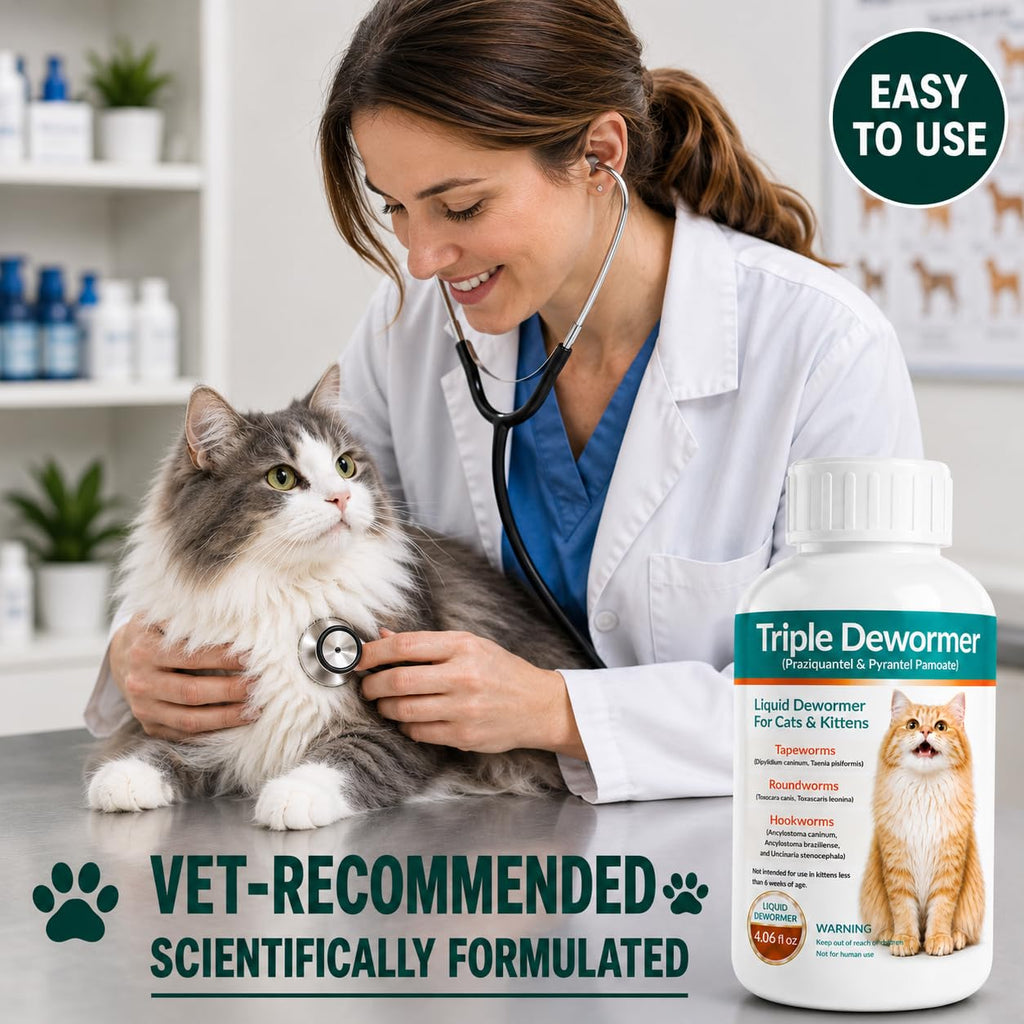 Cat Dewormer Liquid for Tapeworms, Roundworms and Hookworms A526