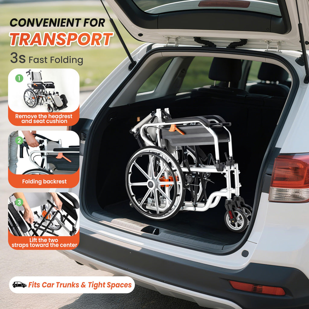5-In-1 Fold Reclining Wheelchair with Elevating Leg Rests C745138