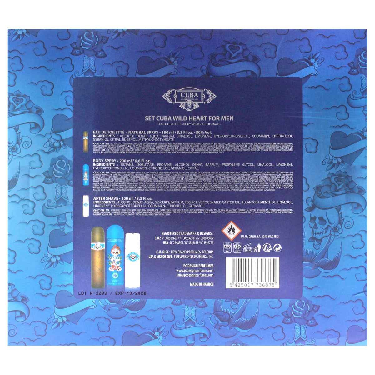 3 Pieces Eau de Toilette After Shave Body Spray Gift Set U8571