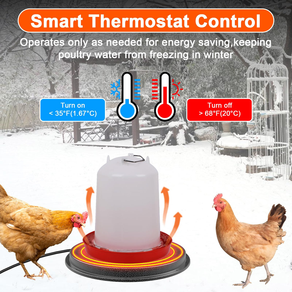 Metal Chicken Water Heater with Thermostat I465