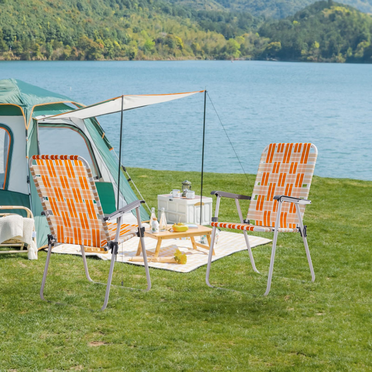 Folding Camping Chairs Set of 2 Steel J343