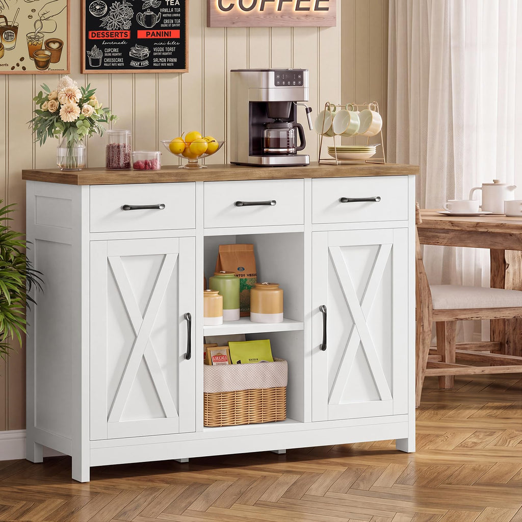 White Storage Cabinet with 3 Drawers and 2 Doors S72496