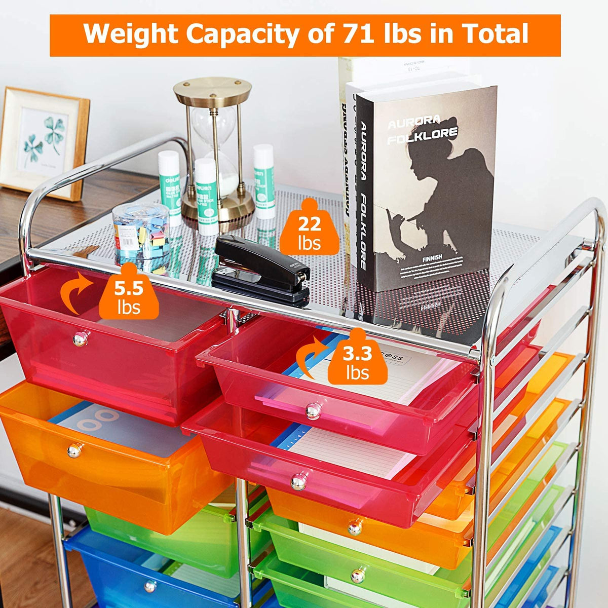 15 Drawer Rolling Storage Cart with Wheels N60370
