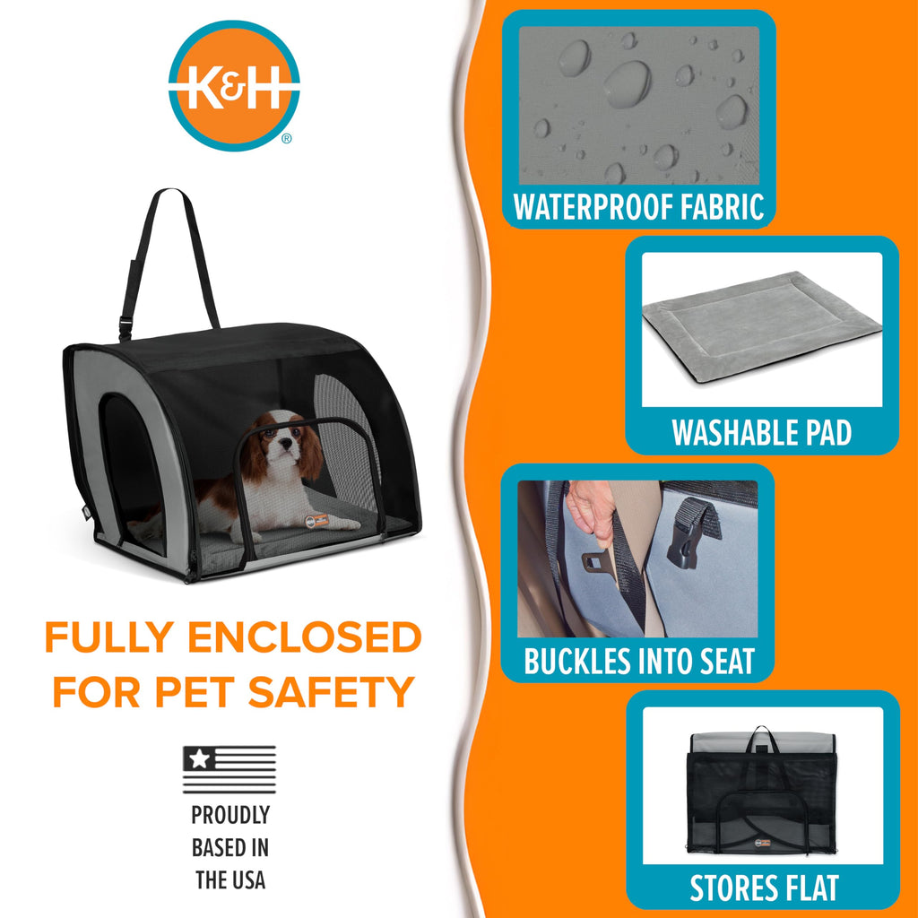 Dog Car Seat, Medium, Gray/Black R940