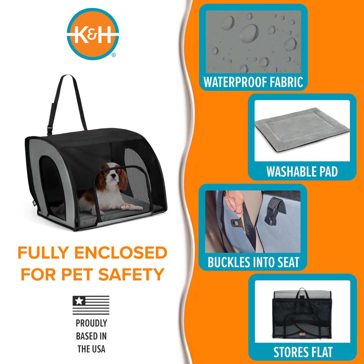 Dog Car Seat, Medium, Gray/Black R940