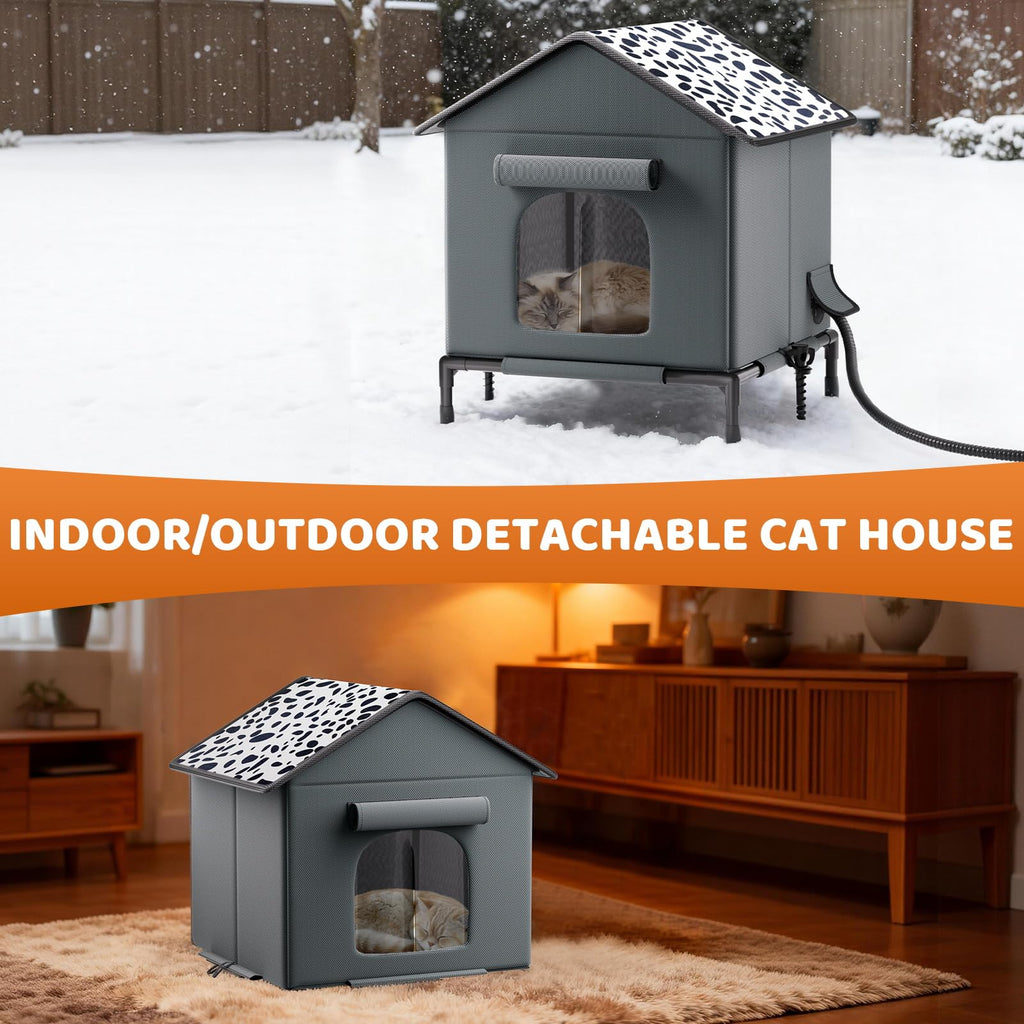 Heated Weatherproof Insulated Cat House with Heating Pad X9716