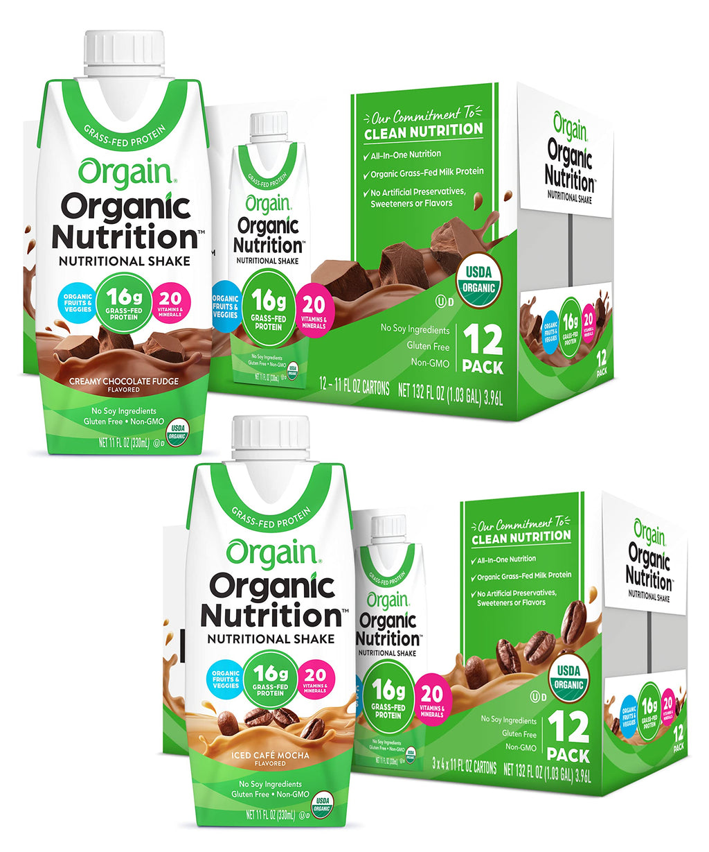 Organic Nutritional Shake Creamy Chocolate Fudge Iced Cafe Mocha 11 Fl Oz Pack of 12 V685