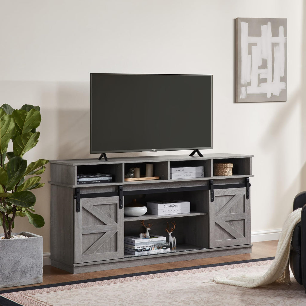 Grey Sliding Barn Door TV Stand H2343