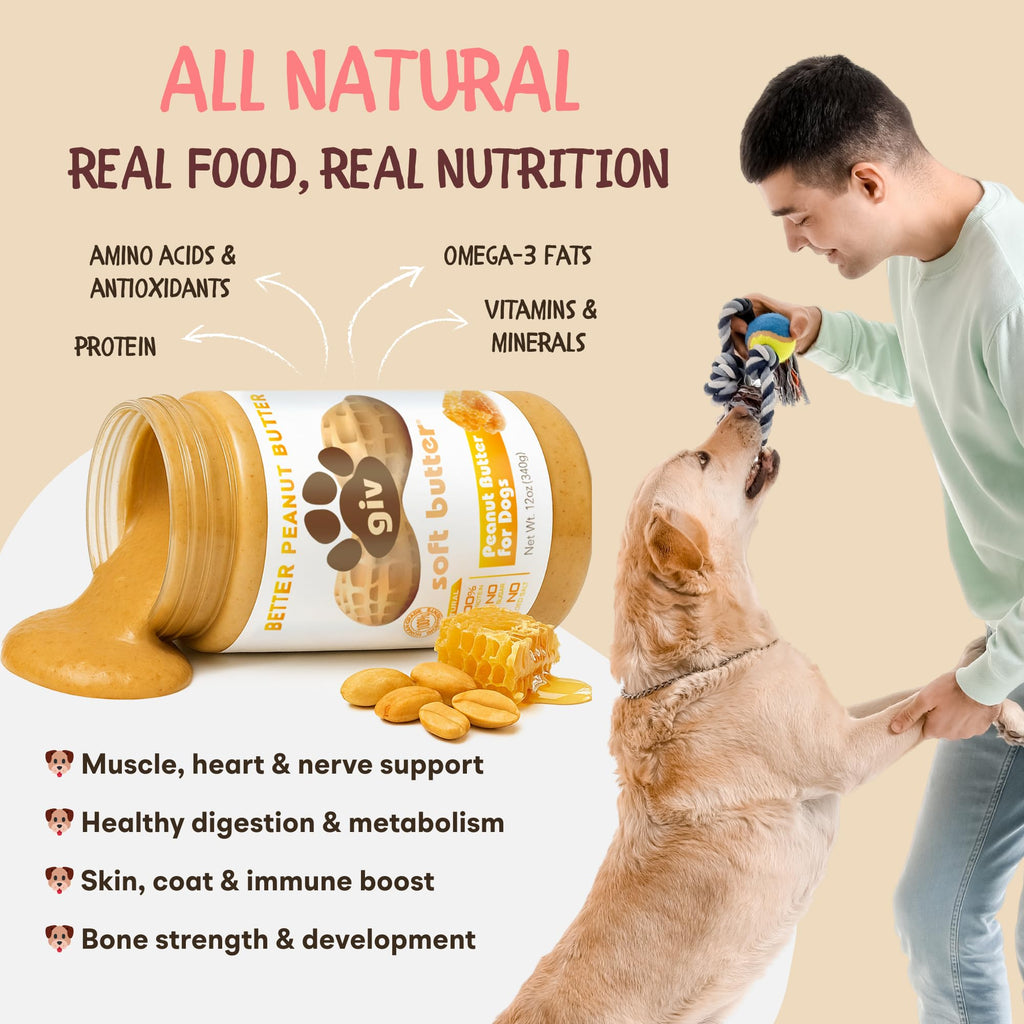 All Natural Peanut Butter for Dogs, 2 Ingredients, 4oz Pouches (6 Count) L4695