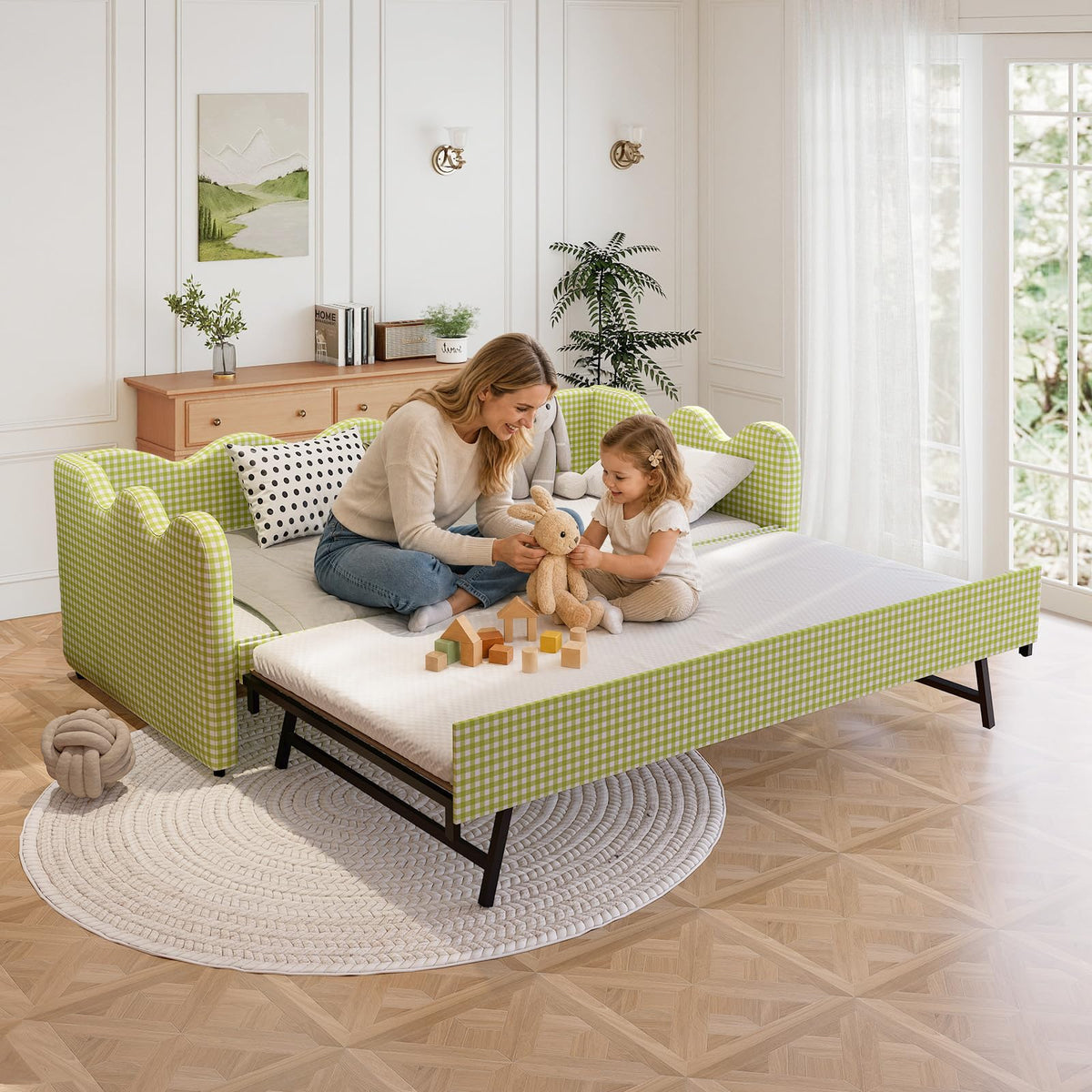 Twin Size Upholstered Daybed with Pop Up Trundle B1609