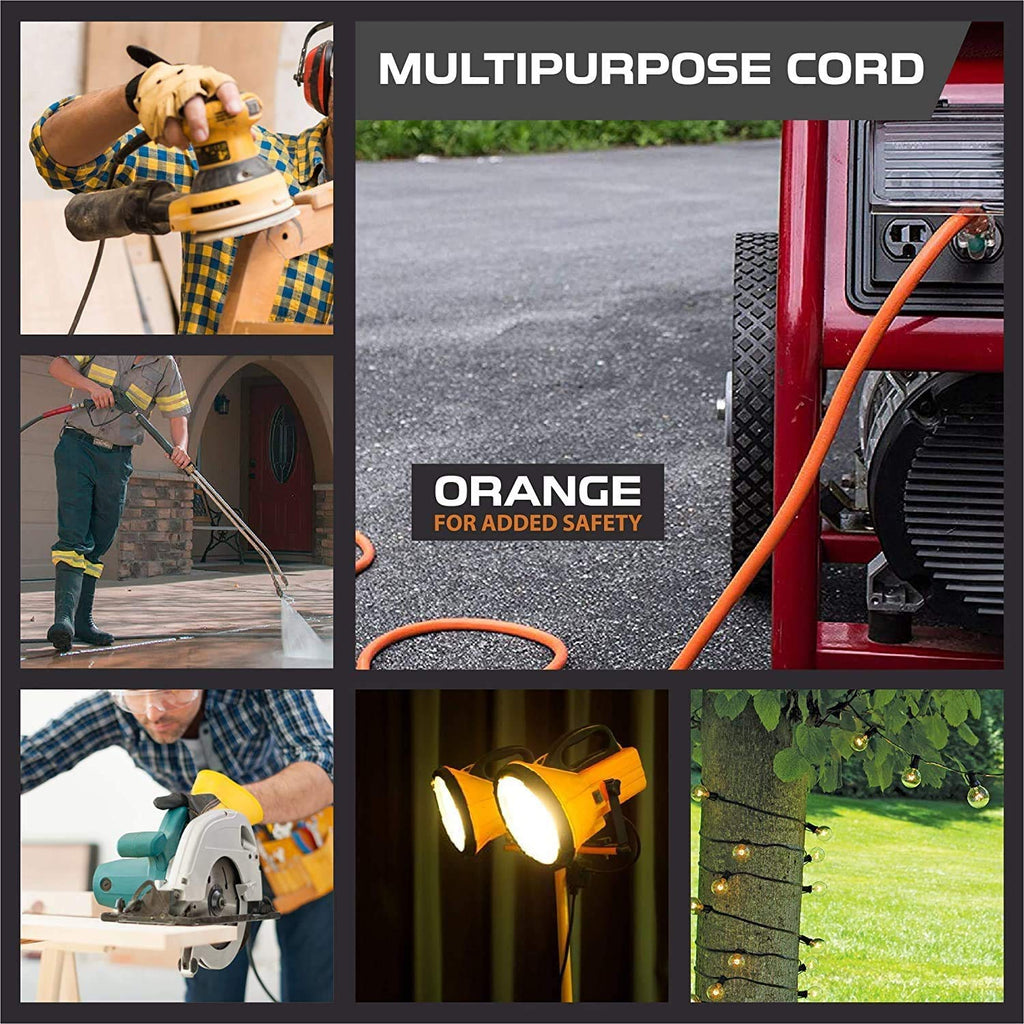 10 Gauge Heavy Duty Extension Cord 100 Ft Orange SJTW F879420