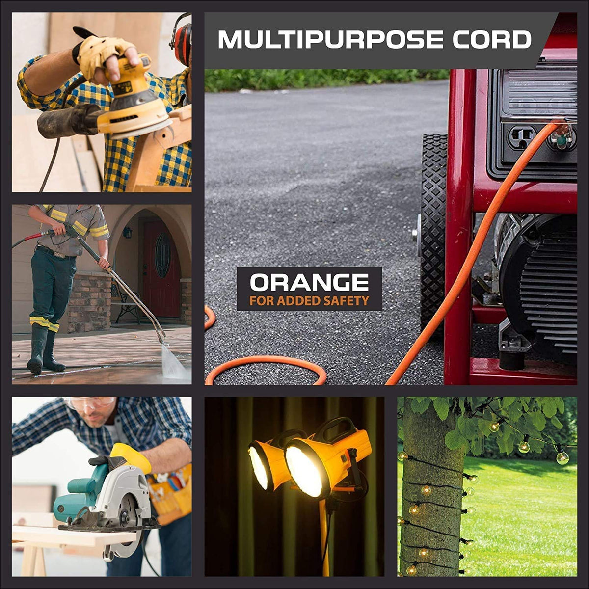 10 Gauge Heavy Duty Extension Cord 100 Ft Orange SJTW F879420