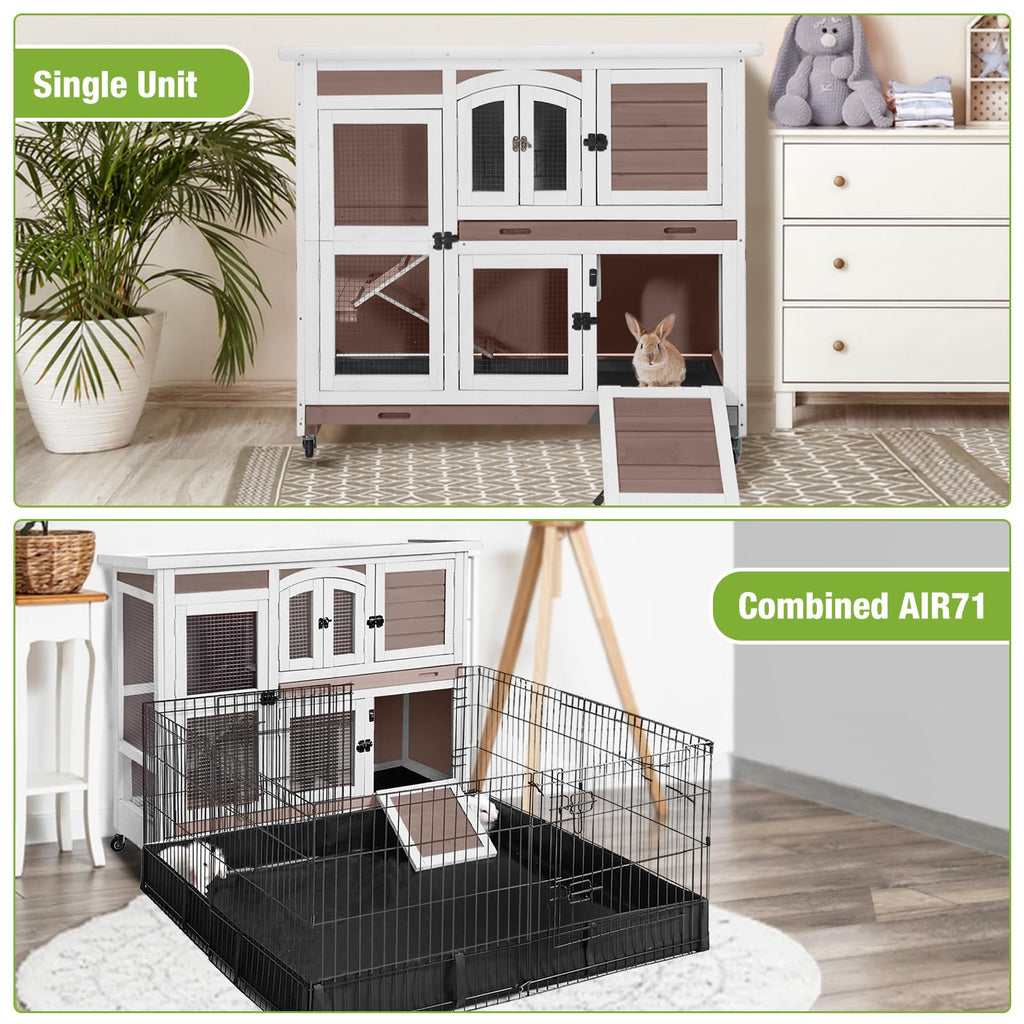 Two-Story Rabbit Hutch with Wheels D637