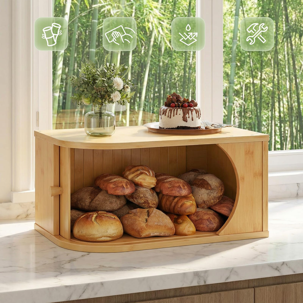 Bamboo Bread Box with Roller Door D4009