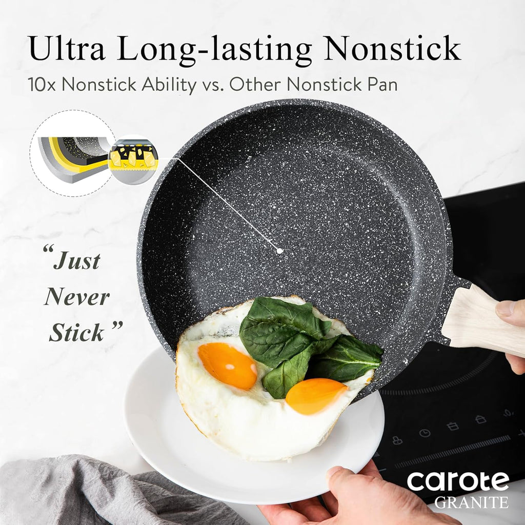 Non Stick 10 Inch Granite Skillet with Glass Lid P7087