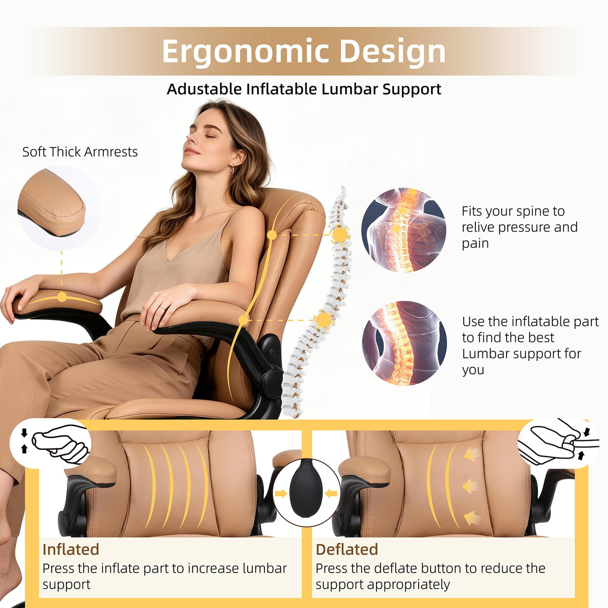 Brown PU Leather Drafting Chair H99080