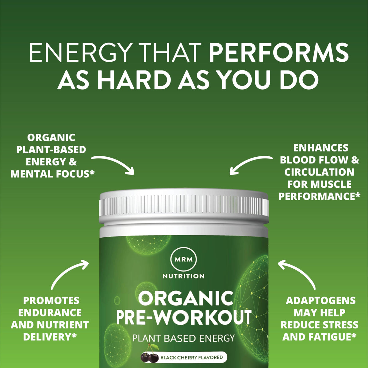 Organic Pre-Workout Powder Black Cherry 20 Servings M1999
