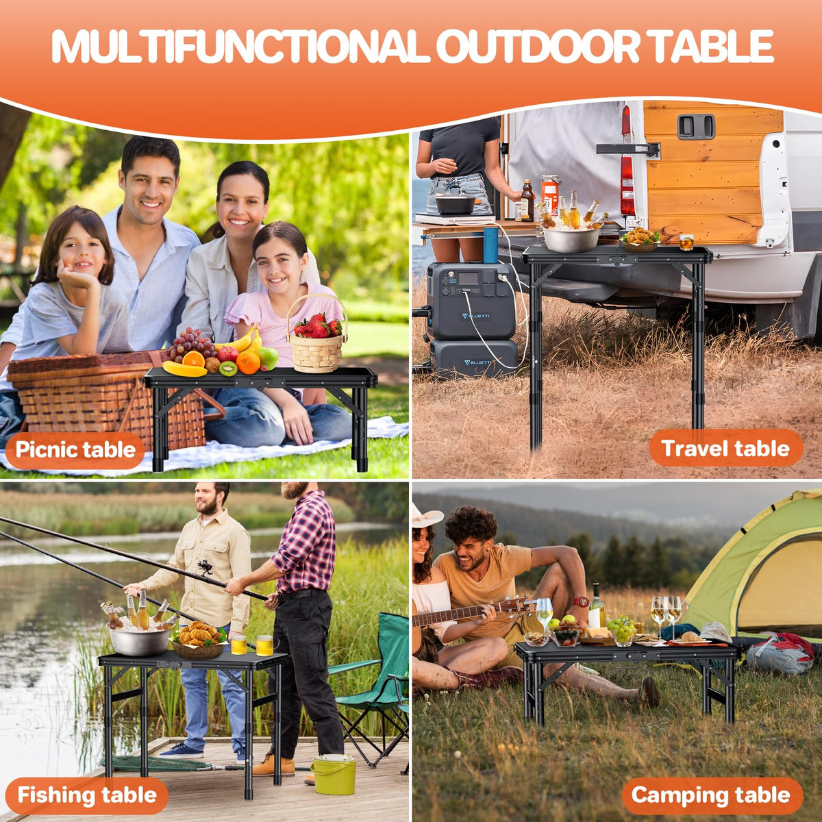 Waterproof Camping Tables with Plastic Tabletop R4776