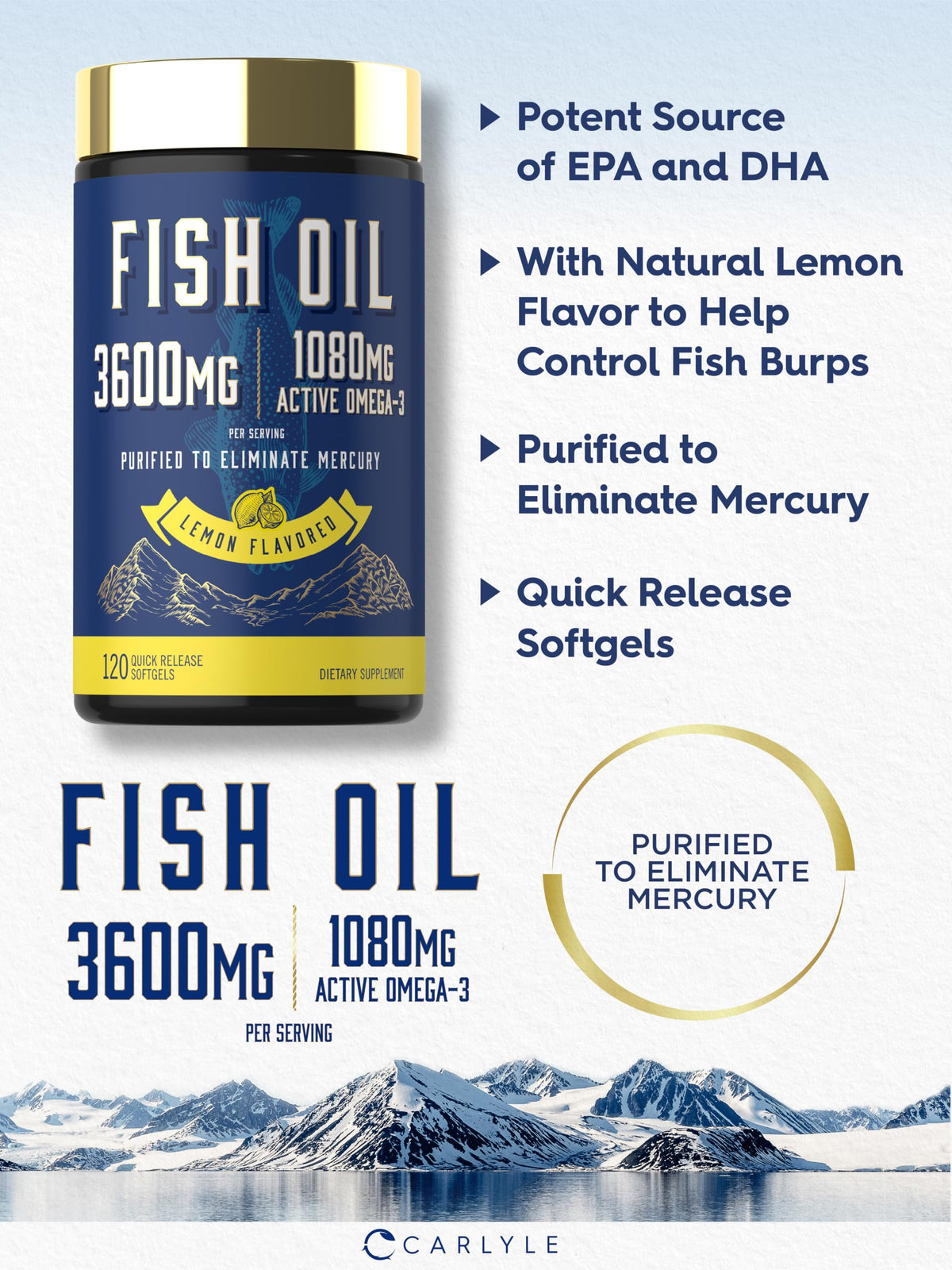 Fish Oil 3600mg 1080mg Omega 3 120 Count U573247