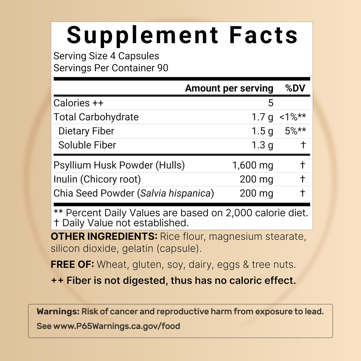 Psyllium Husk Fiber Capsules 2,000mg 360 Caps B776