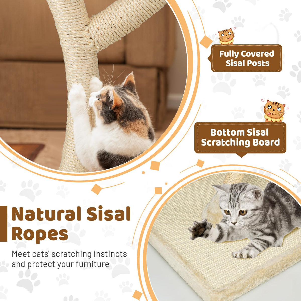 70 Inch Multi-Level Cat Tree with Perches and Scratching Posts P494957