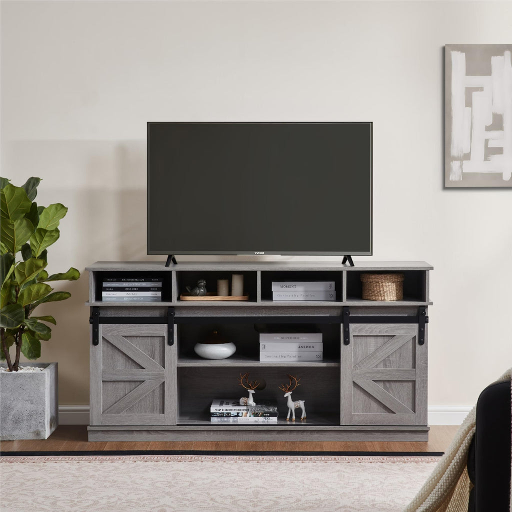 Grey Sliding Barn Door TV Stand H2343
