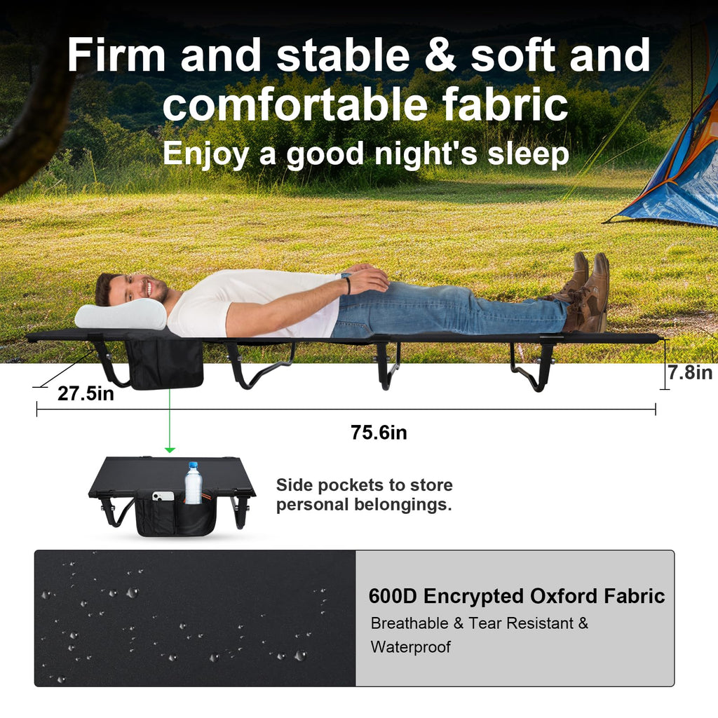 Ultralight Folding Camping Cot 4-Legs 352 lbs Y290015