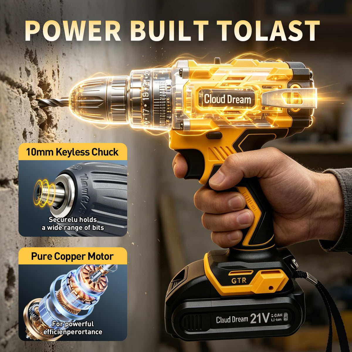 21V Cordless Drill Set with 2 Batteries and Charger N137806