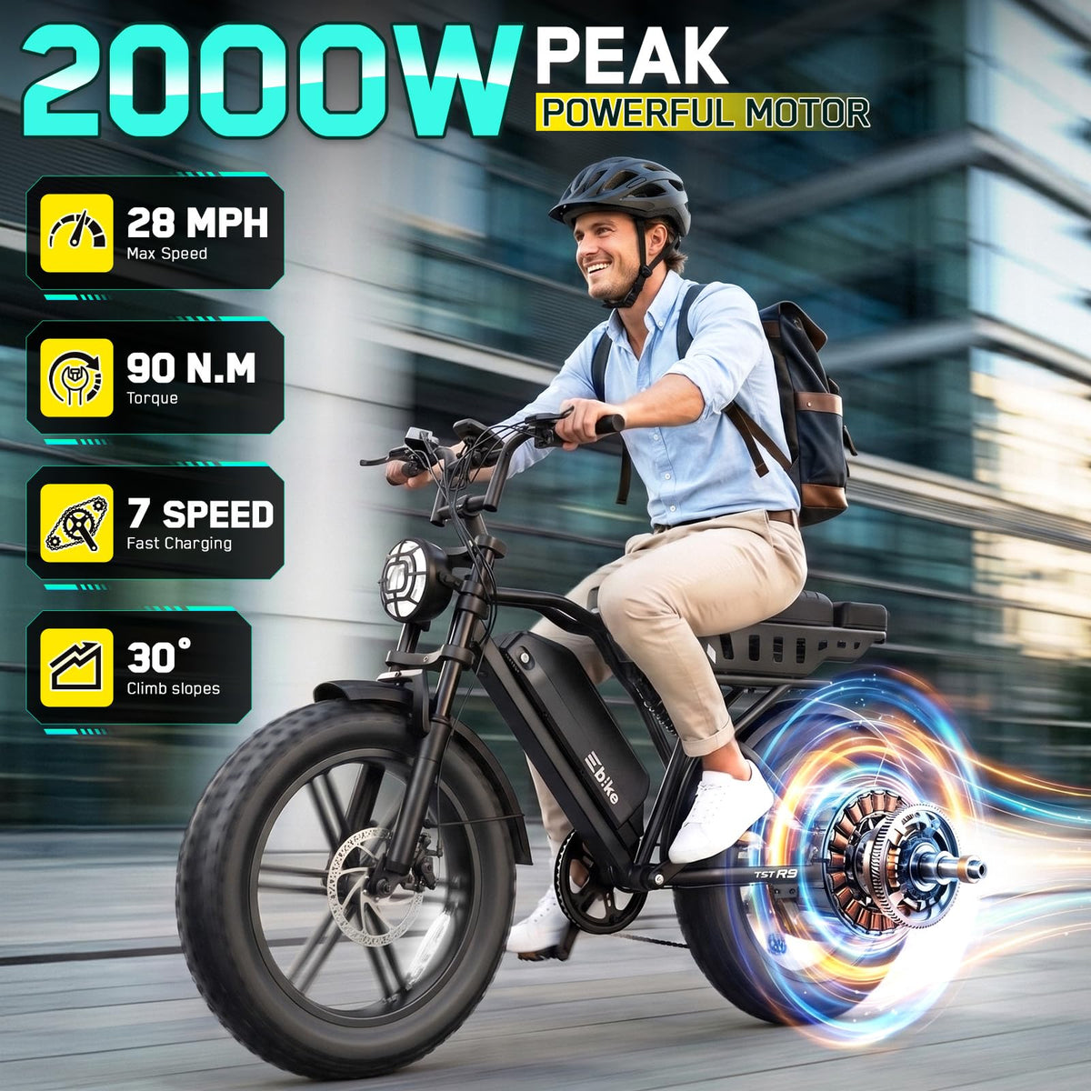 2000W Peak Motor 48V 20" x 4.0" Fat Tire Electric Bike K399078
