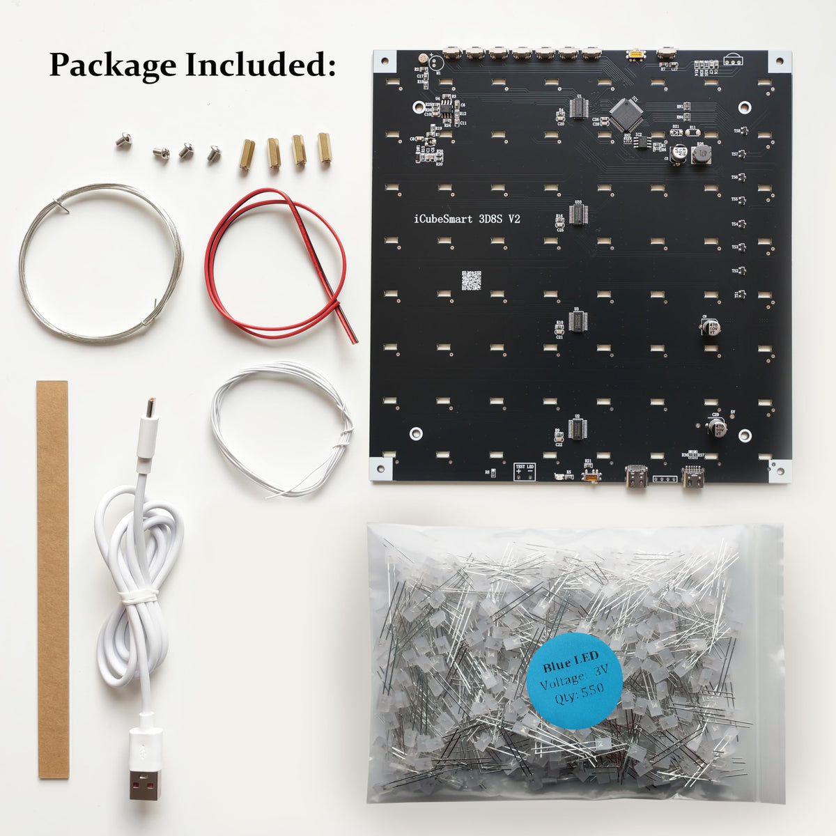 3D Led Cube DIY Electronics Kit 8x8x8 Led Cube DIY Soldering Project Kit G576