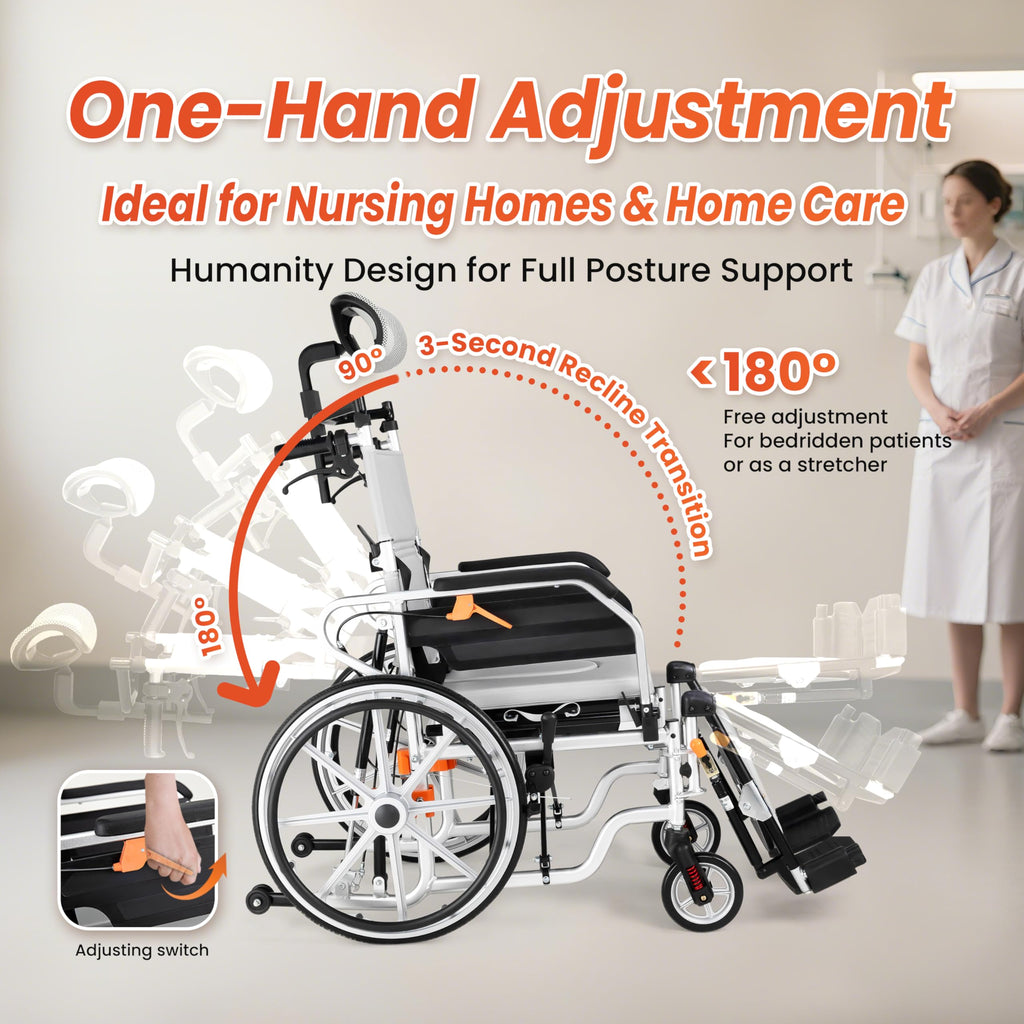 5-In-1 Fold Reclining Wheelchair with Elevating Leg Rests C745138