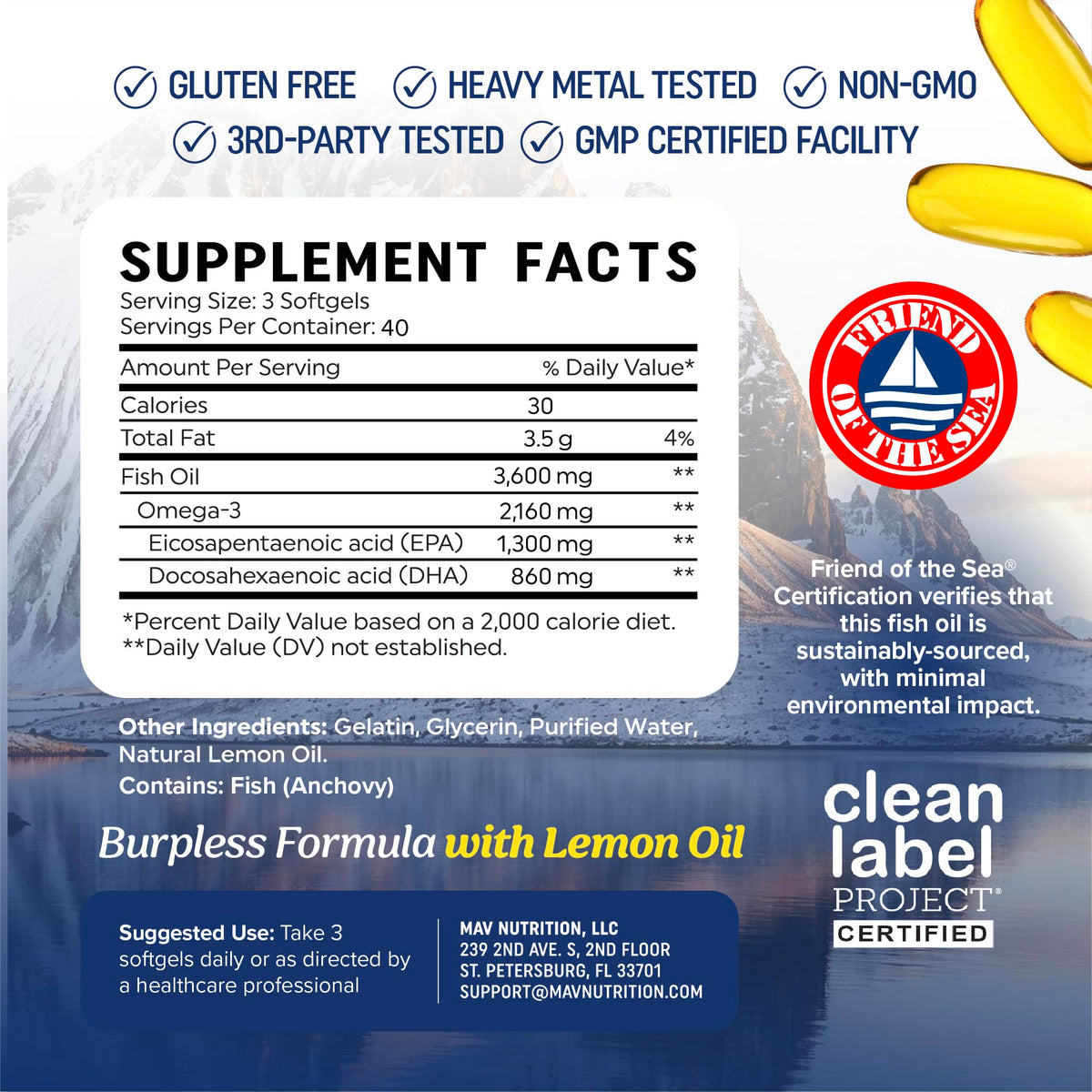 Omega 3 Fish Oil 3600 mg EPA & DHA E718
