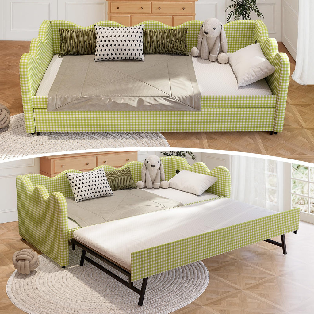 Twin Size Upholstered Daybed with Pop Up Trundle B1609