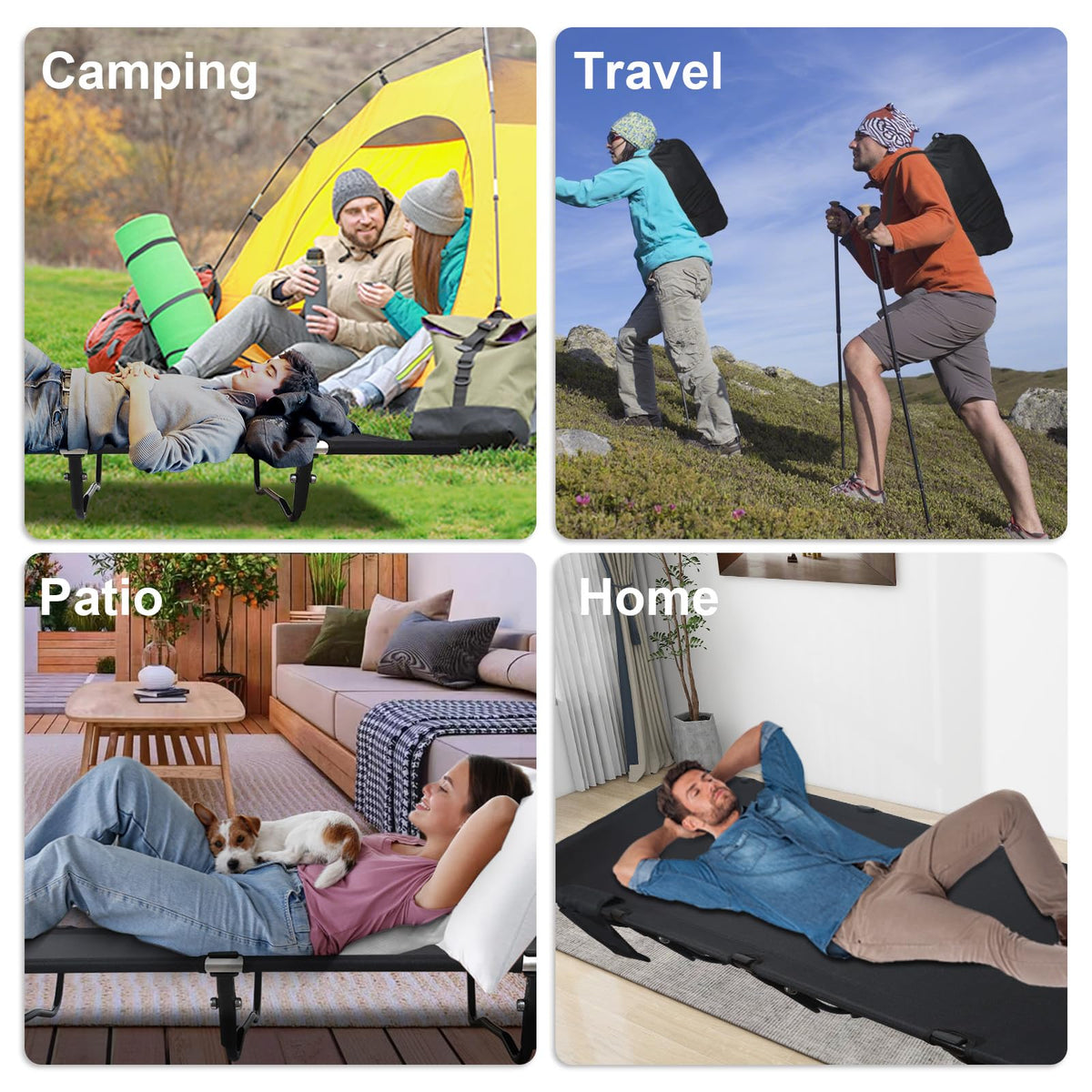 Ultralight Folding Camping Cot 4-Legs 352 lbs Y290015