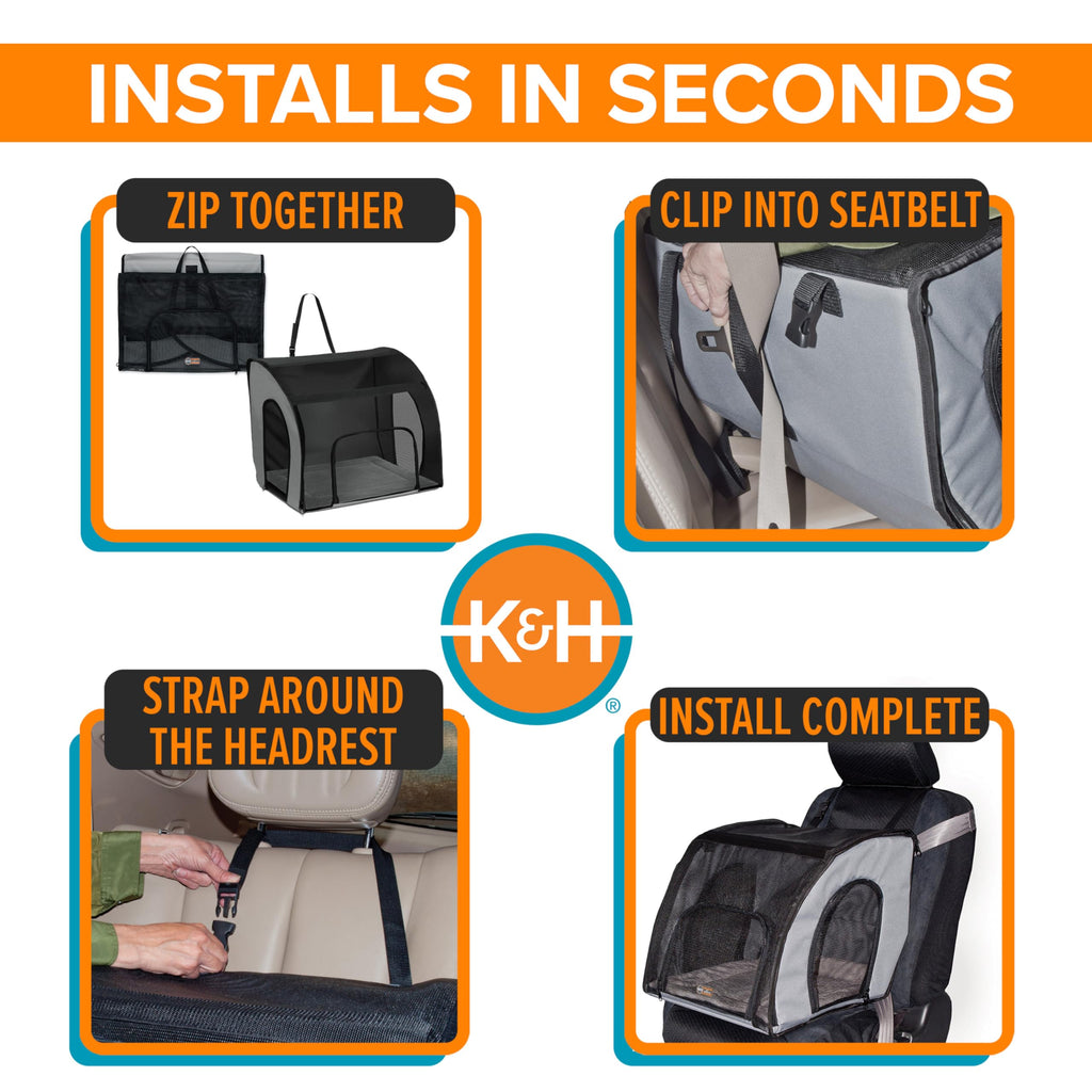 Dog Car Seat, Medium, Gray/Black R940
