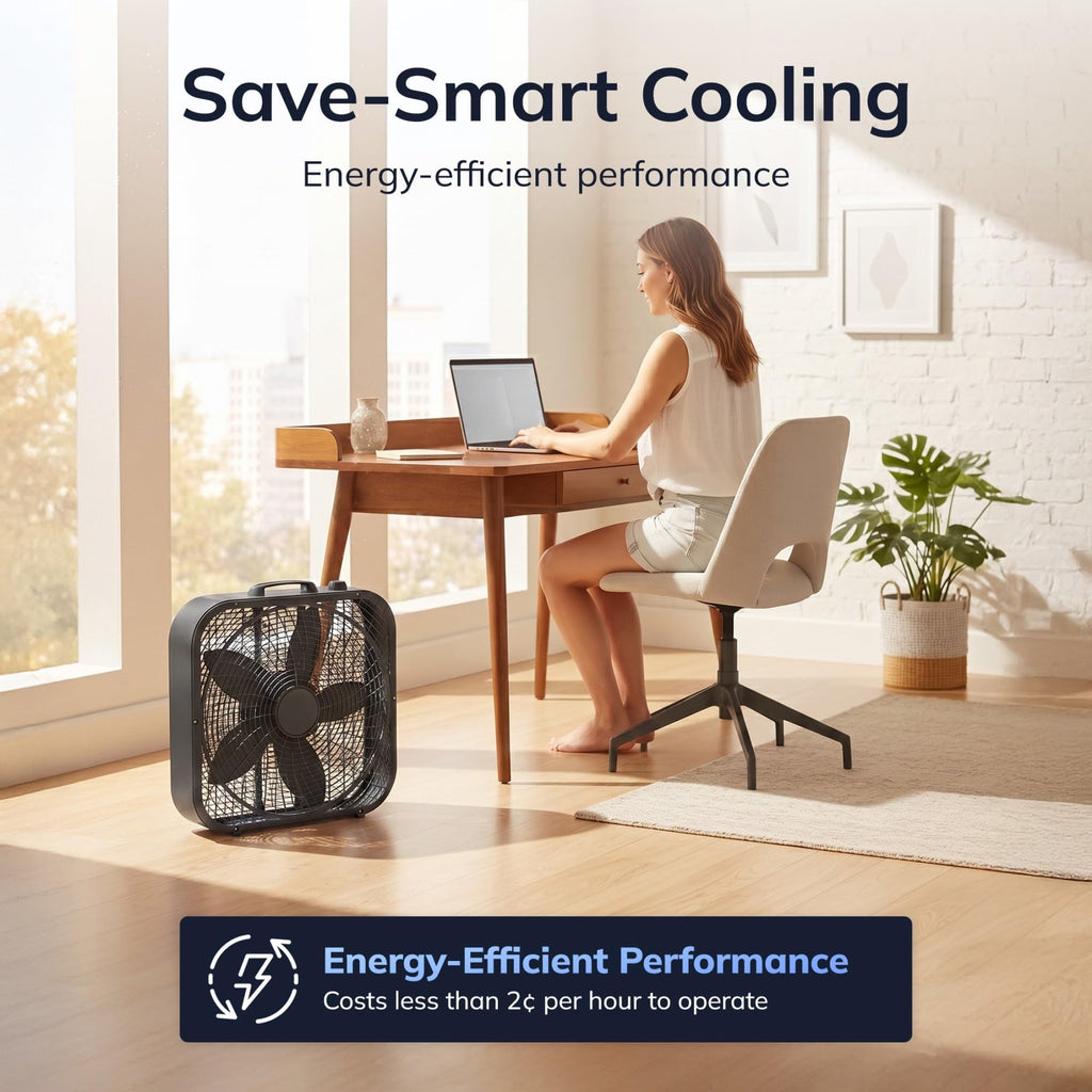 20" Classic Box Fan, 3 Speeds, Black L264