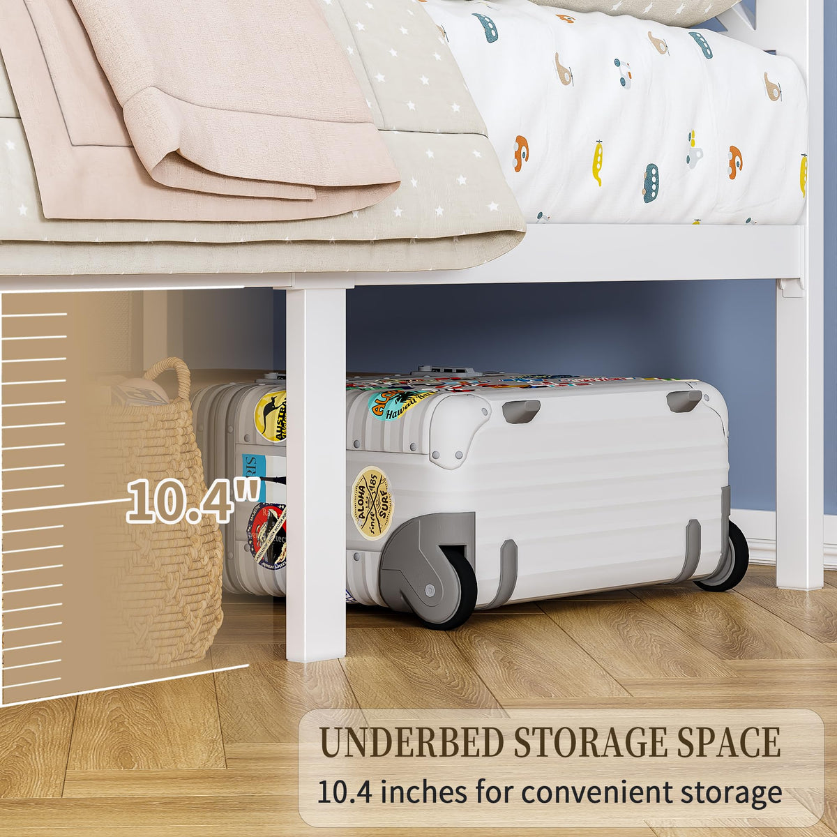 White Twin Metal Bed Frame with USB Charging Station X8466