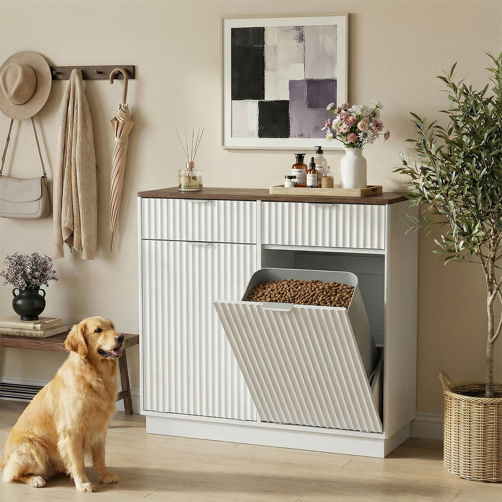 White Double Tilt Out Trash Can Cabinet K934044
