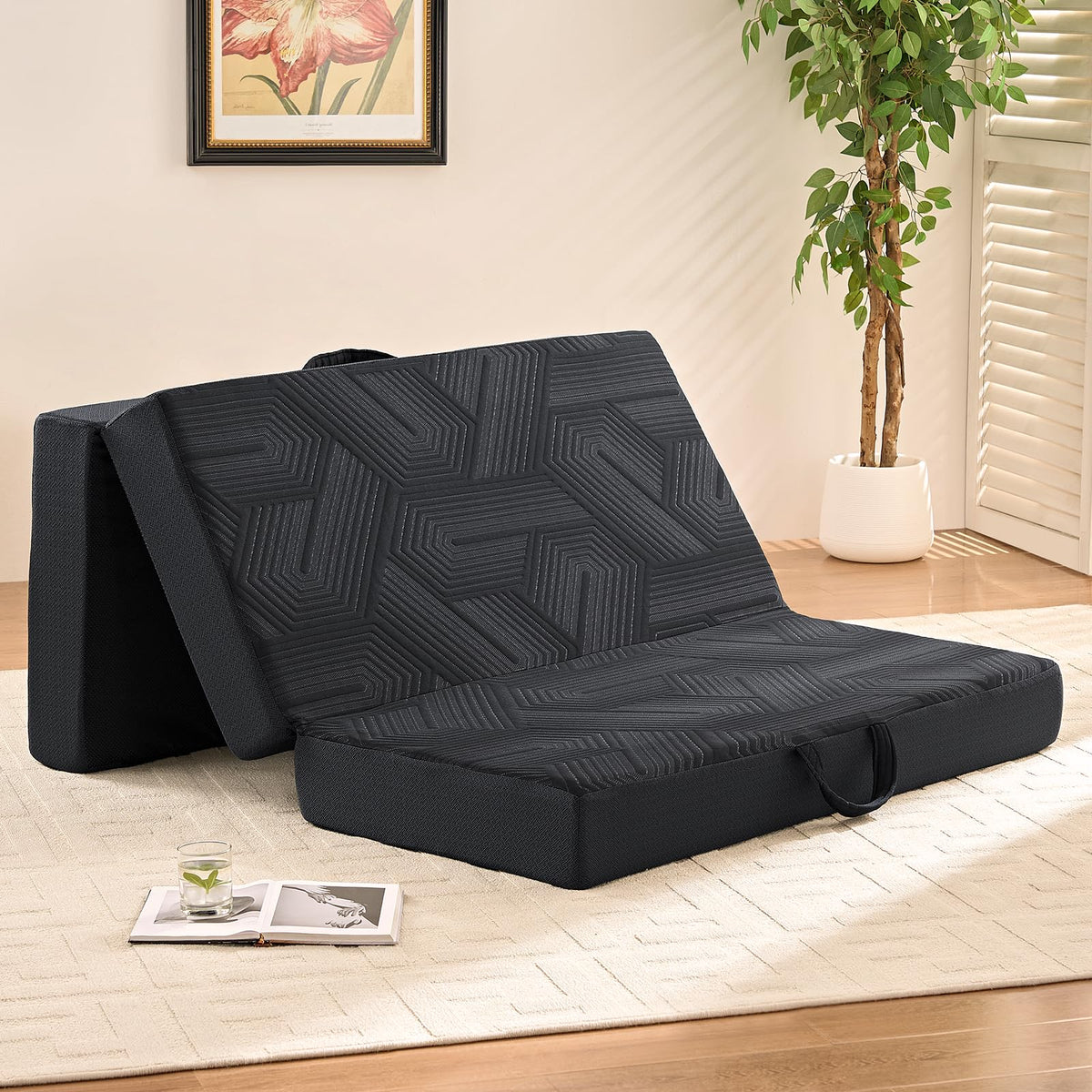 6 Inch Memory Foam Tri-Fold Twin Mattress with Washable Cover Q4663