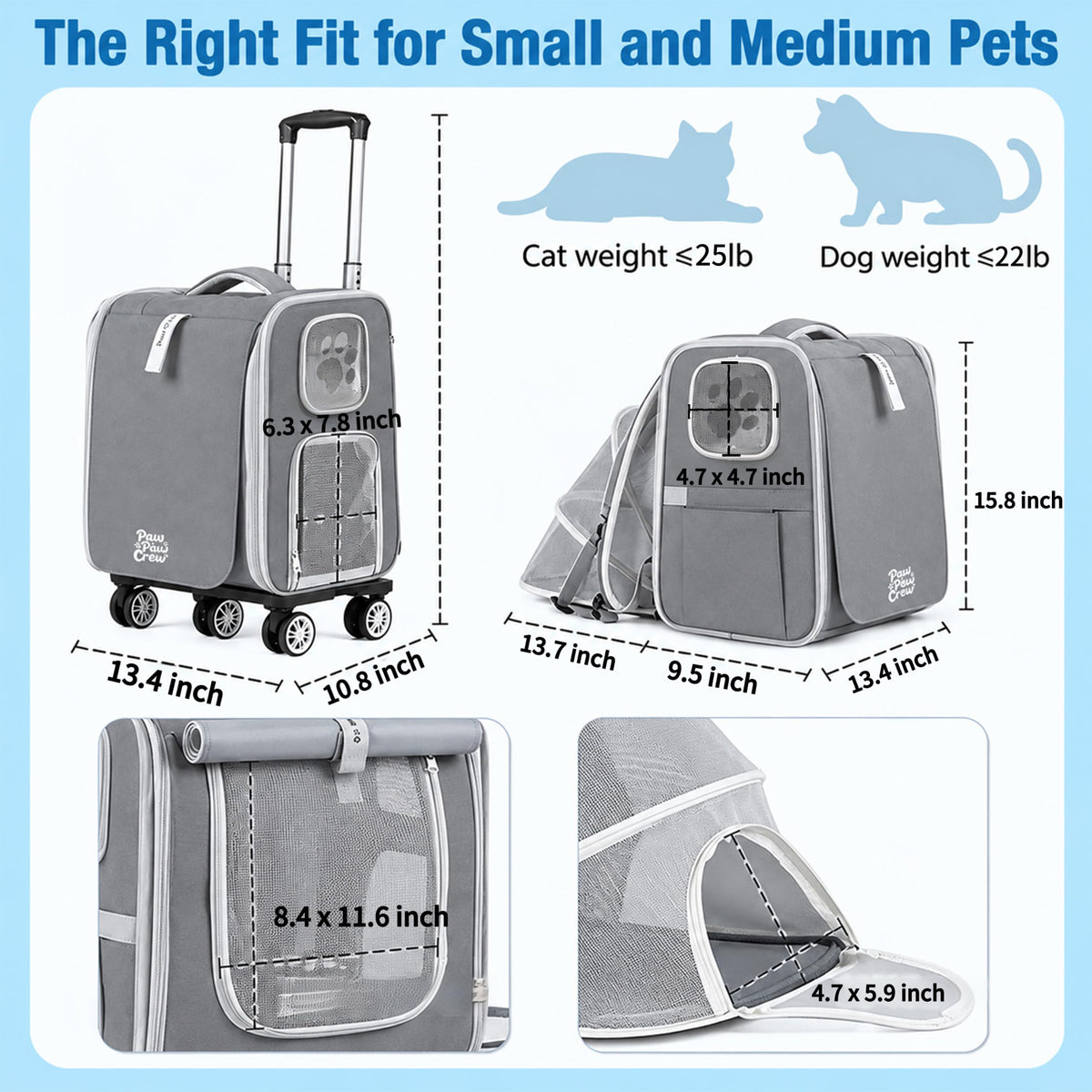 Rolling Pet Carrier Backpack H17143