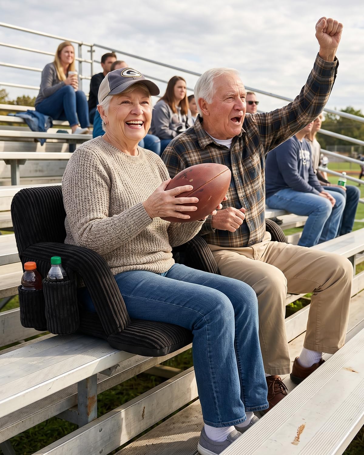 24'' Extra Wide Padded Corduroy Stadium Seats with Back Support, 2 Packs H26135