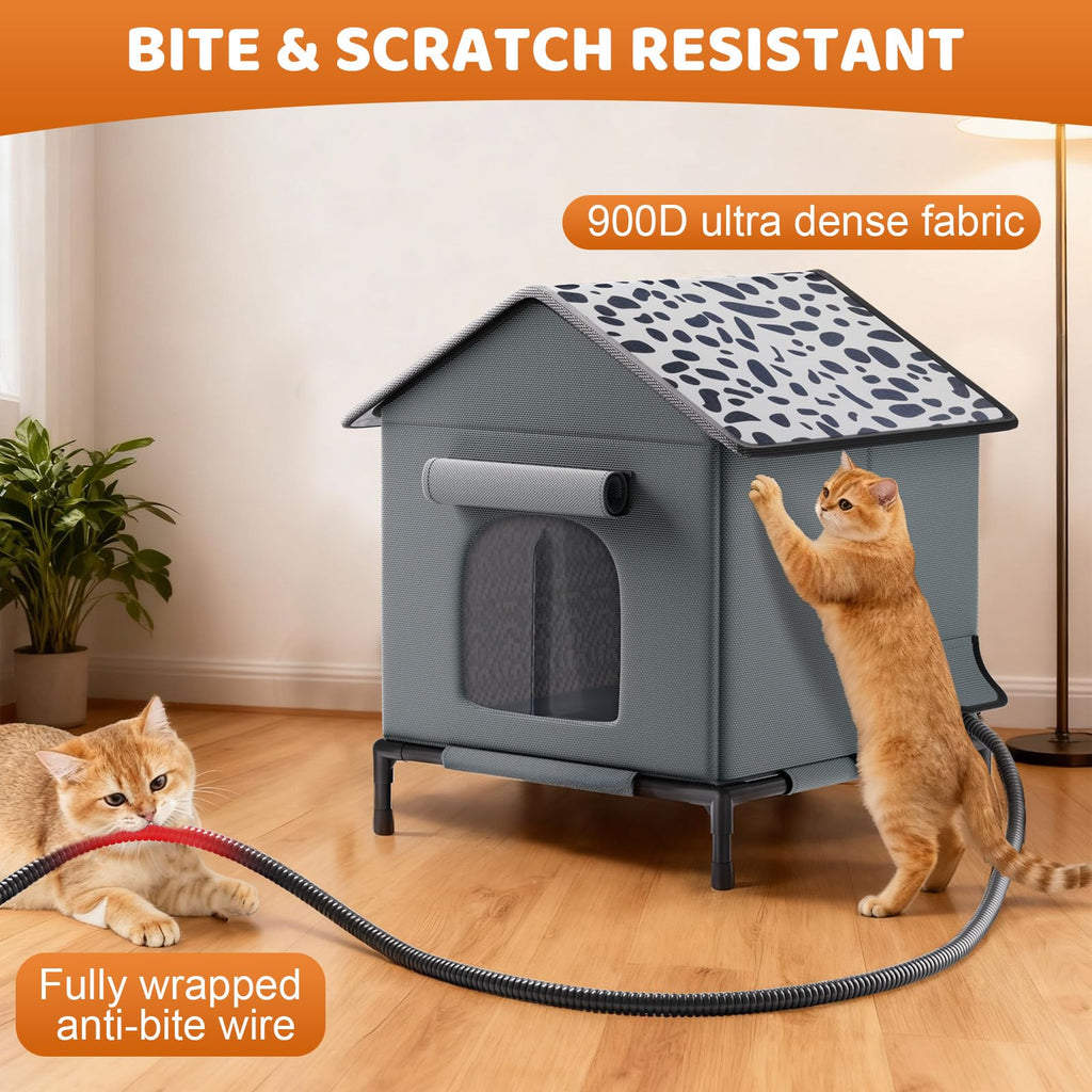 Heated Weatherproof Insulated Cat House with Heating Pad X9716