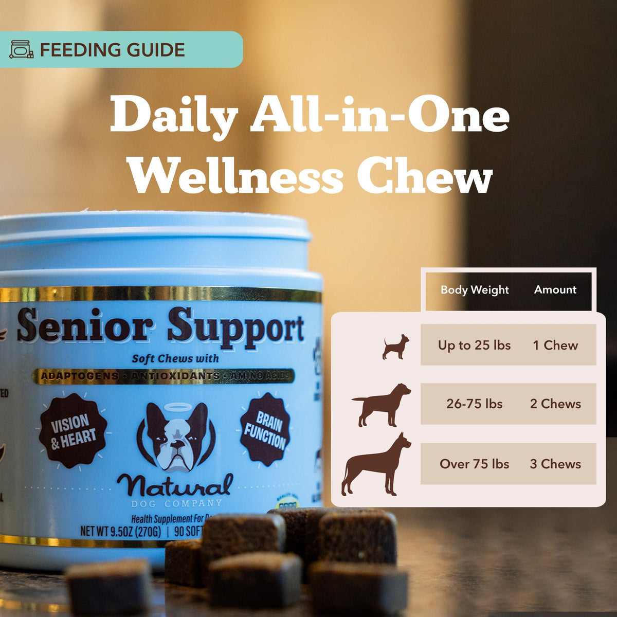 Senior Dog Supplements Vitamins Chew 90 cnt P10893