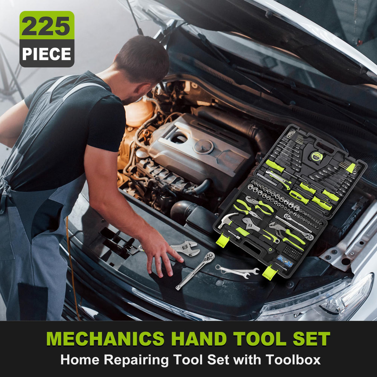 225-Piece Home Repairing Tool Kit with Tool Box O91546