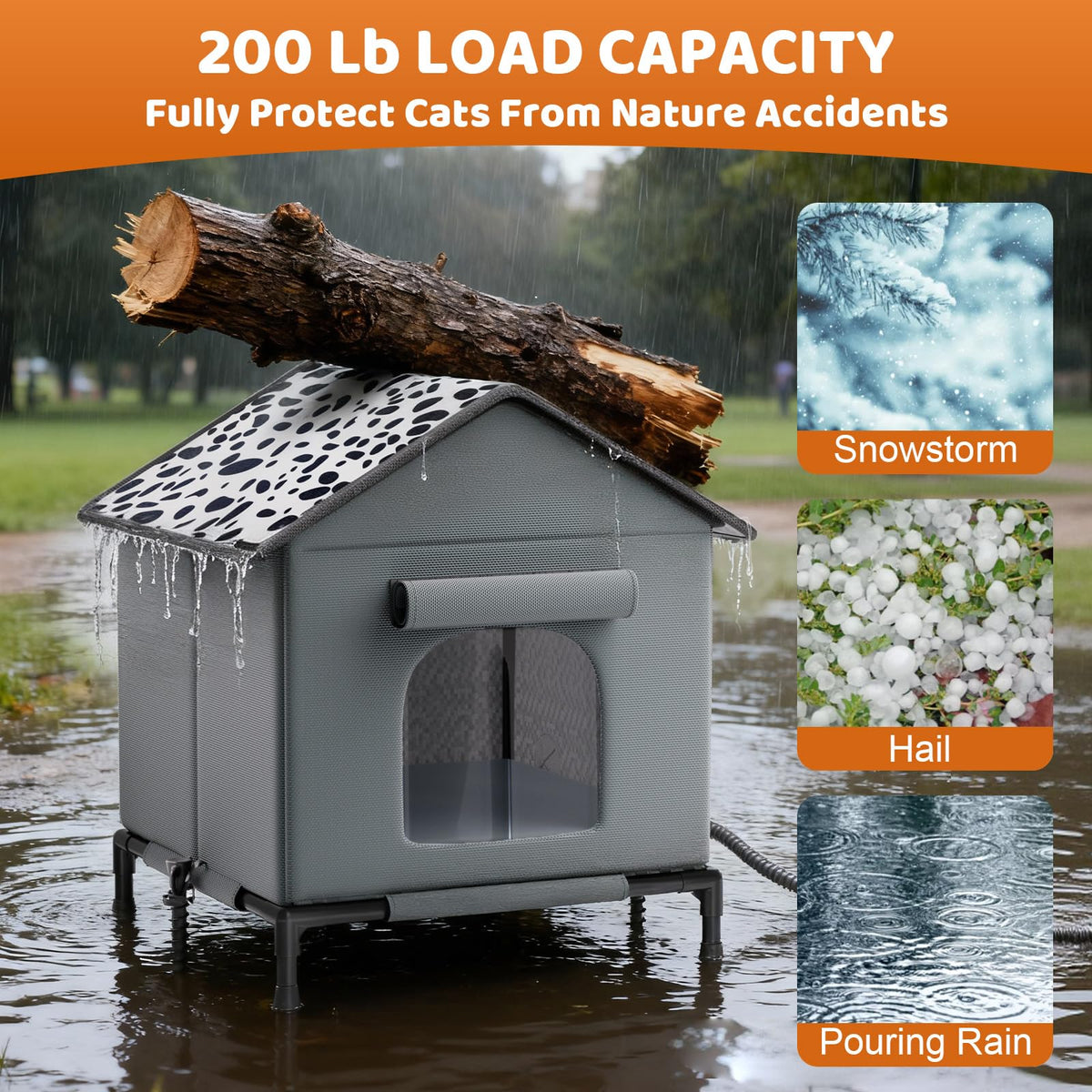 Heated Weatherproof Insulated Cat House with Heating Pad X9716