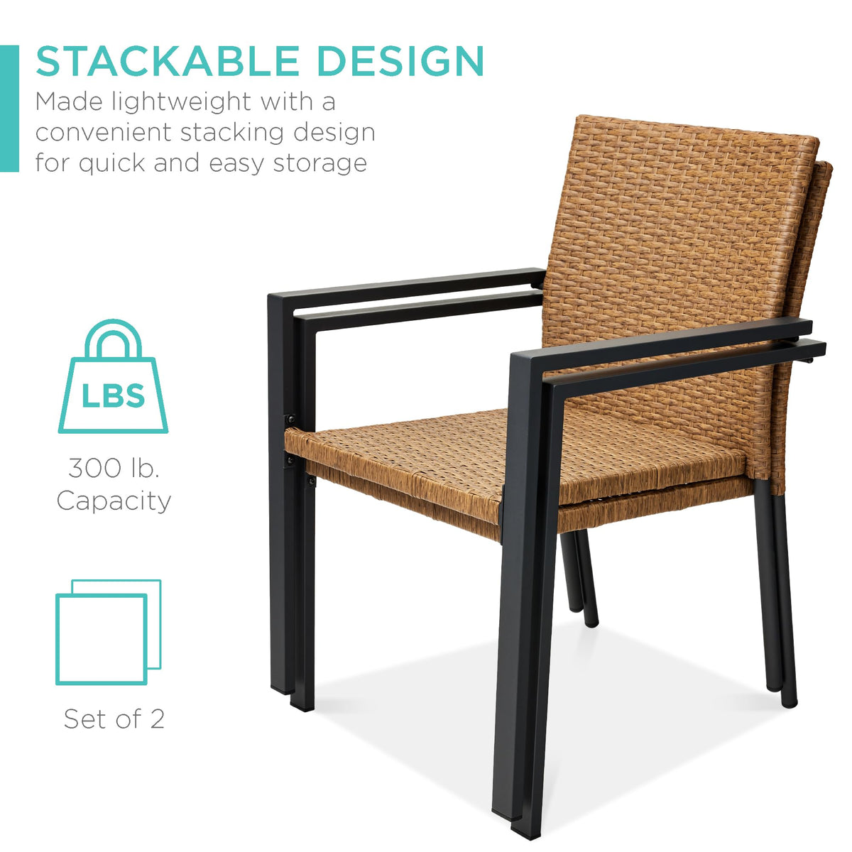Set of 2 Stackable Outdoor Wicker Dining Chairs C714