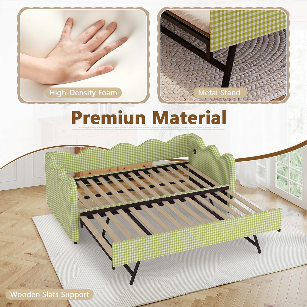 Twin Size Upholstered Daybed with Pop Up Trundle B1609